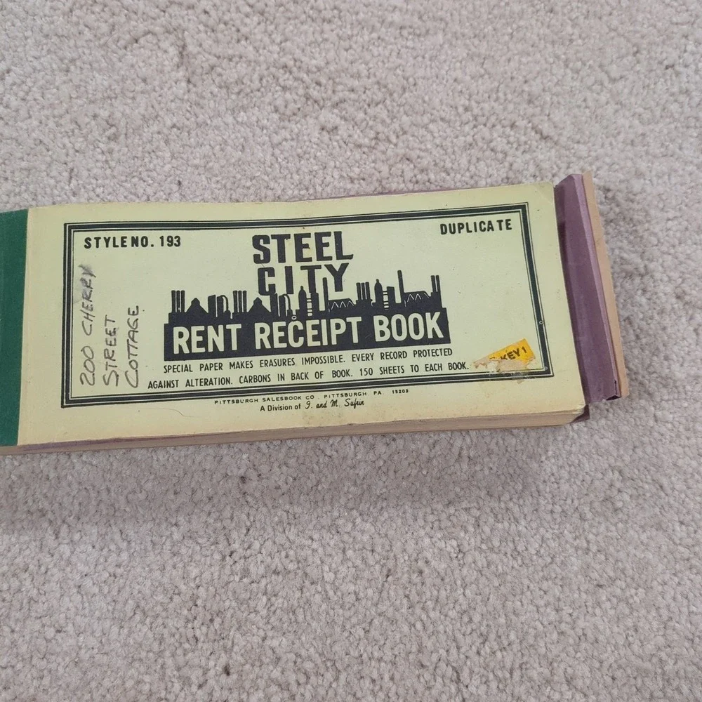 Steel City Rent Receipt Book No. 193 Used With Carbon‎ Paper Vintage 50s 60s